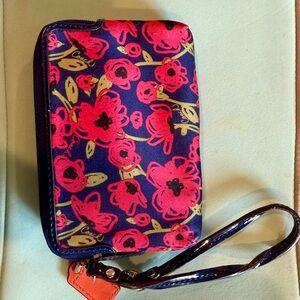Coach Pink Floral Wristlet on Blue